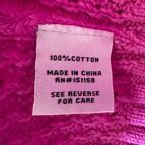 525 America Open Knit Crochet Vibrant Purple Pink Crewneck Sweater - Picture 5 of 7